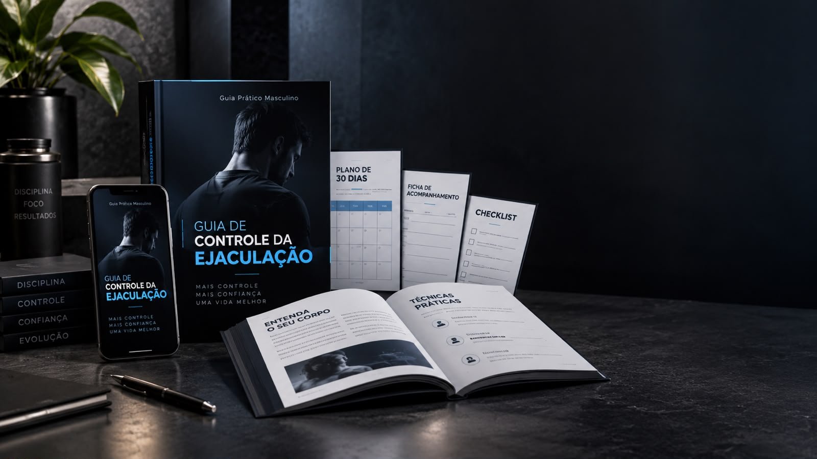 Guia de Controle da Ejaculação — e-book, plano de 30 dias, ficha de acompanhamento e checklist